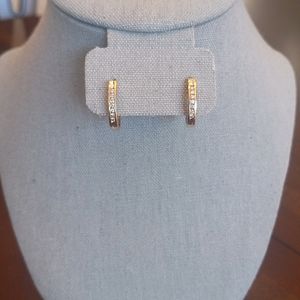 Vintage Diamond J-Hoop Earrings in Yellow 14KP (58.3% Pure Gold)